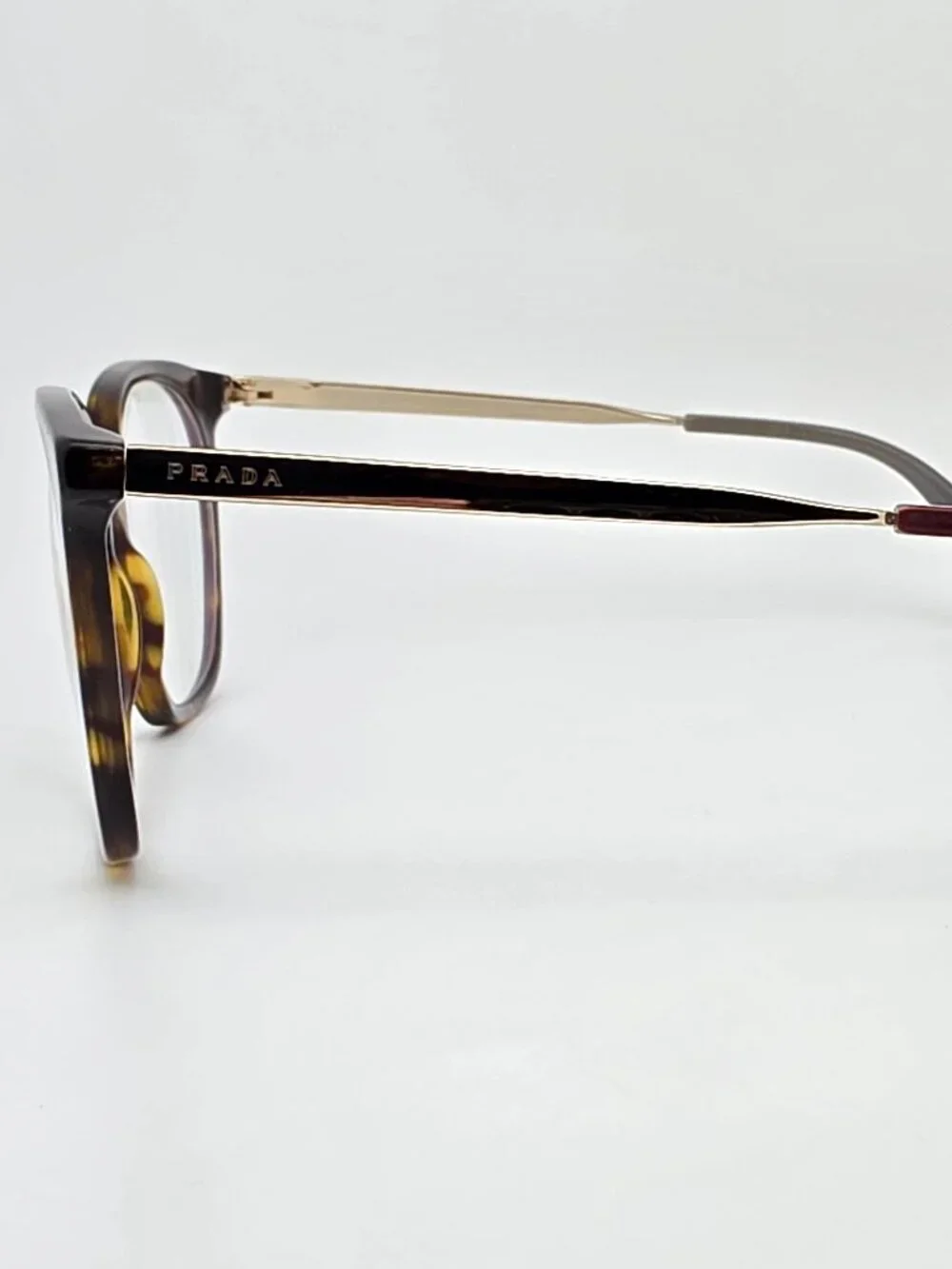 Prada VPR 11T 2AU-1O1 Havana Gold Cat Eye Eyeglasses Frame Italy 53-17-140